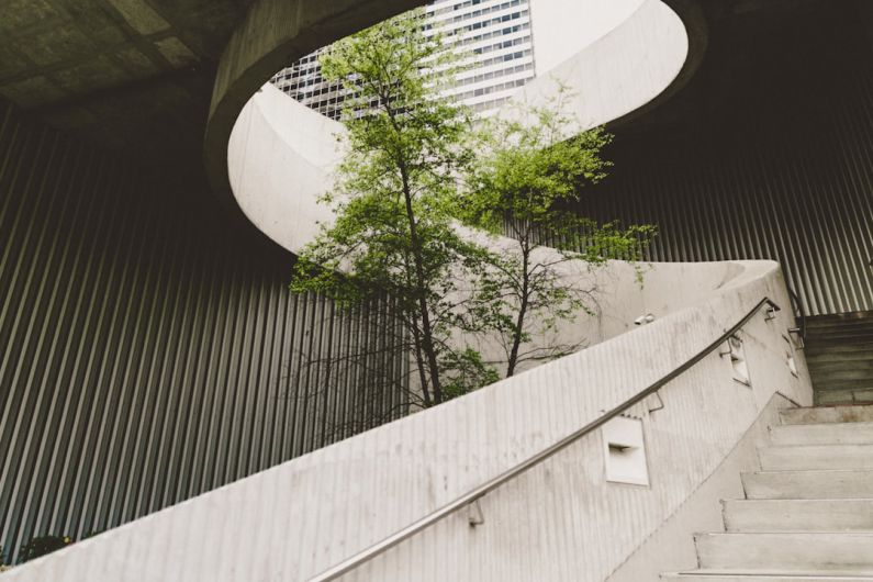 Sustainable Landscaping - architectural photography of concrete stair